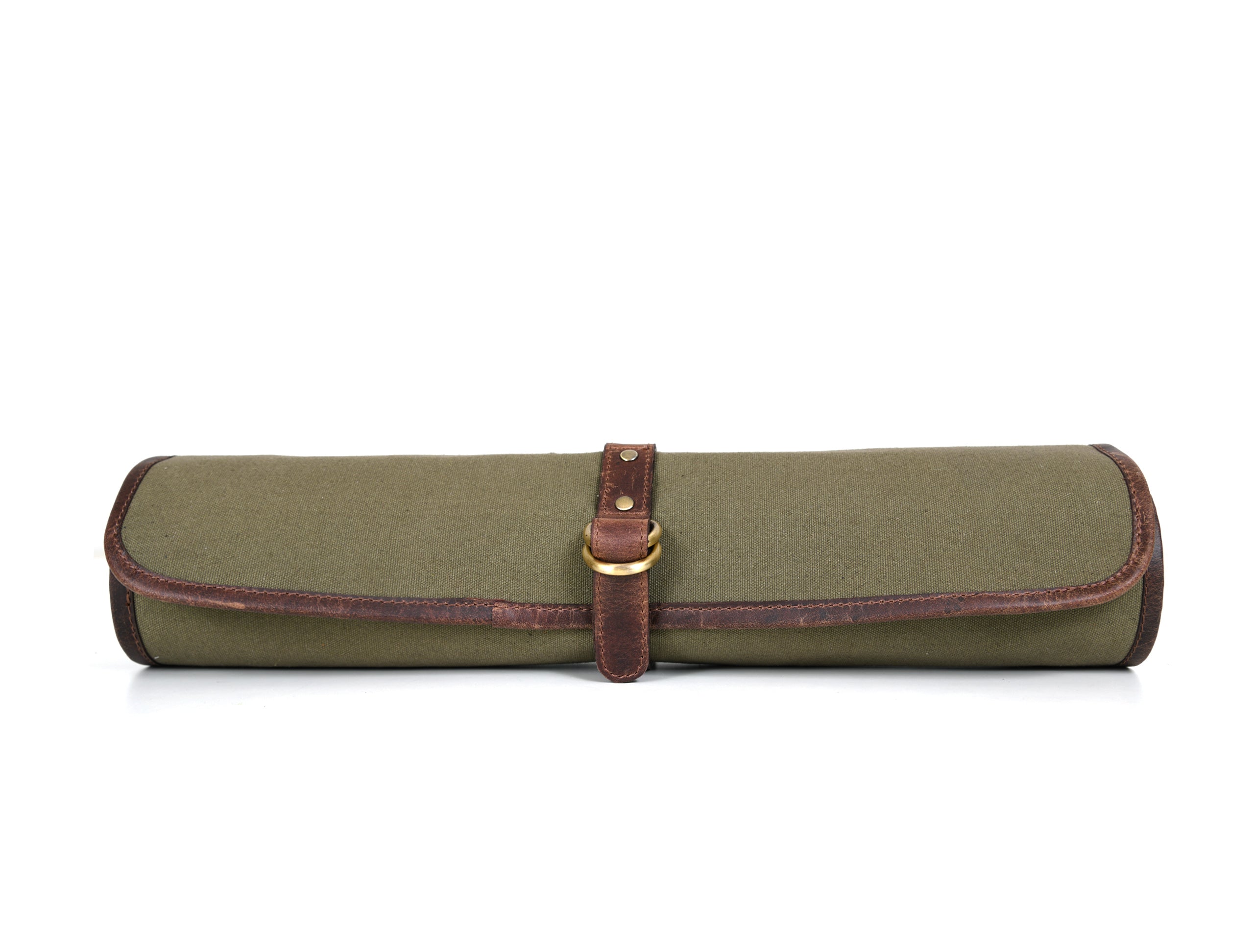 Iris Leather Chef Knife Roll Olive Green 5 Slot ( KR-64 )