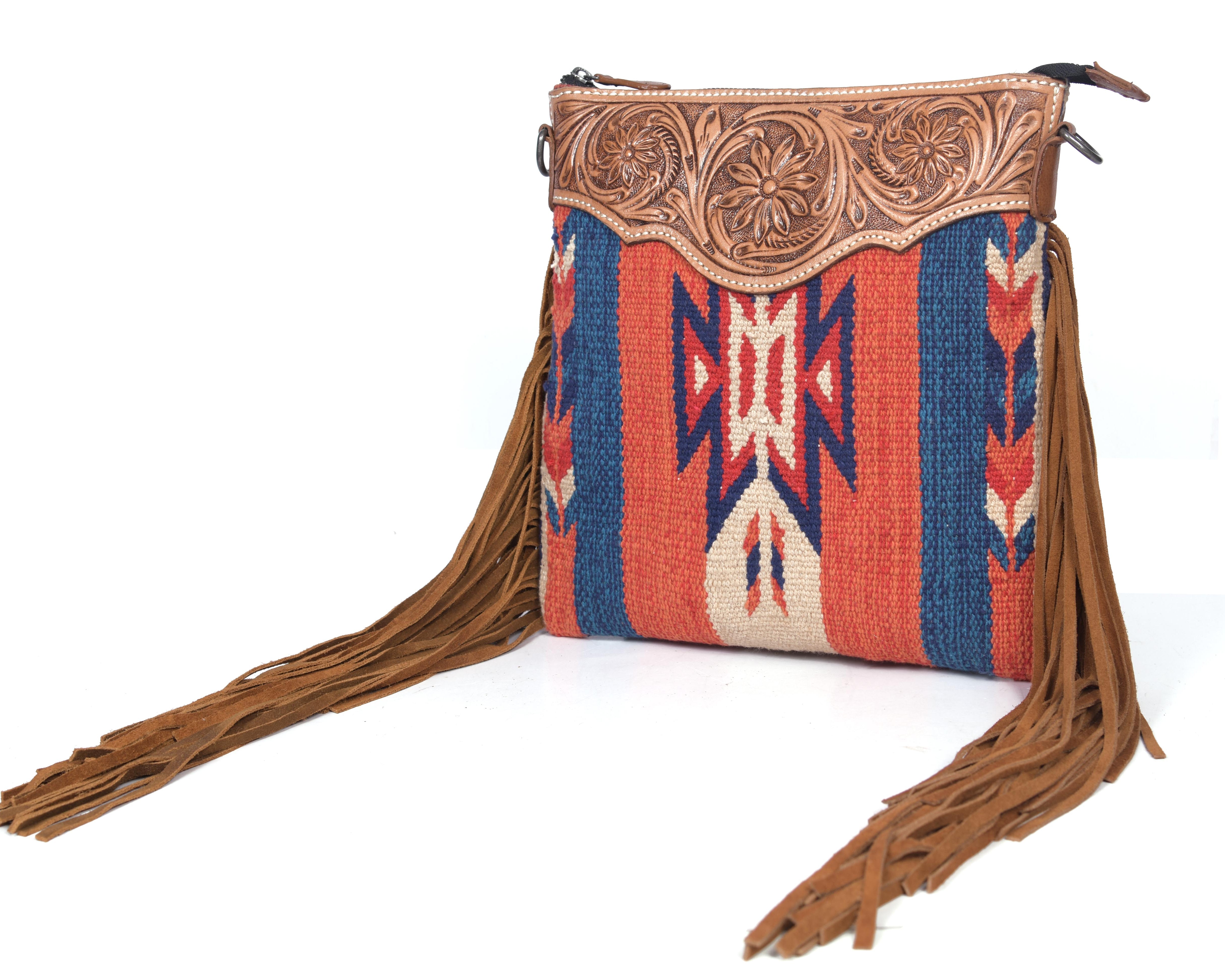 Leather Kilim Crossbody Bag  -( LB648 )