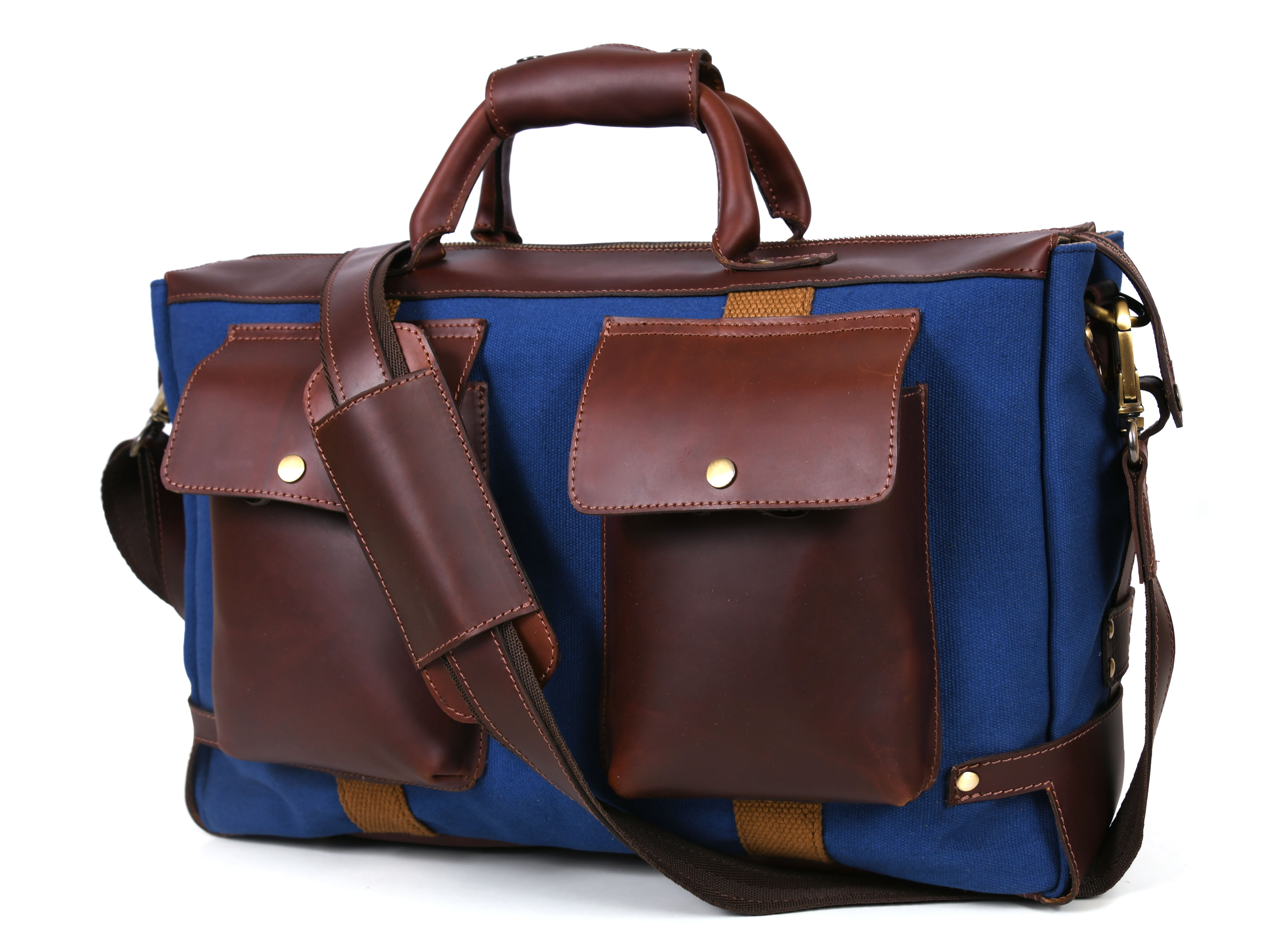 Salinas Leather Canvas Travel Bag -  Persian Blue