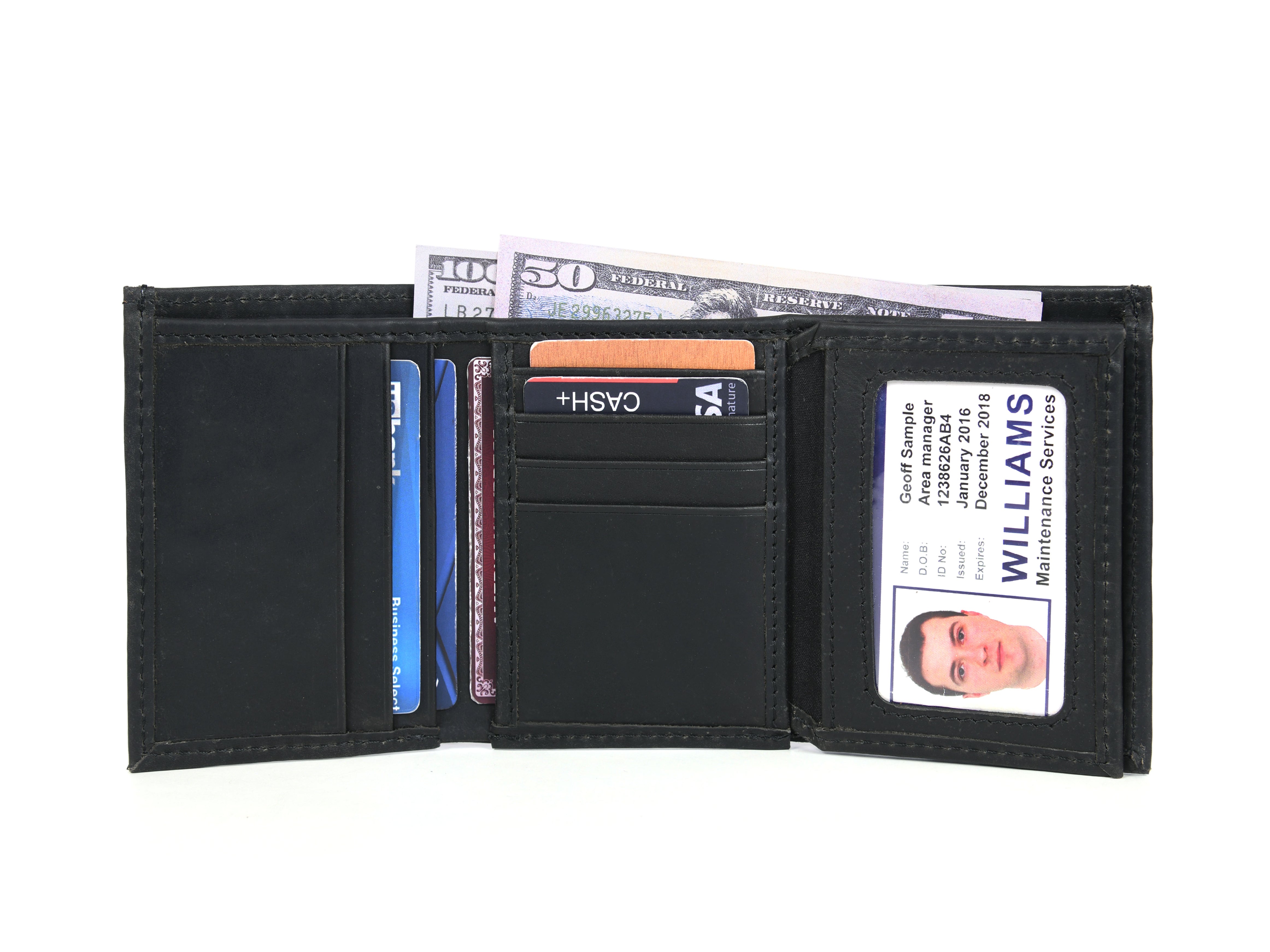 Osuna Leather RFID Blocking Trifold Stylish Wallet - Raven Black