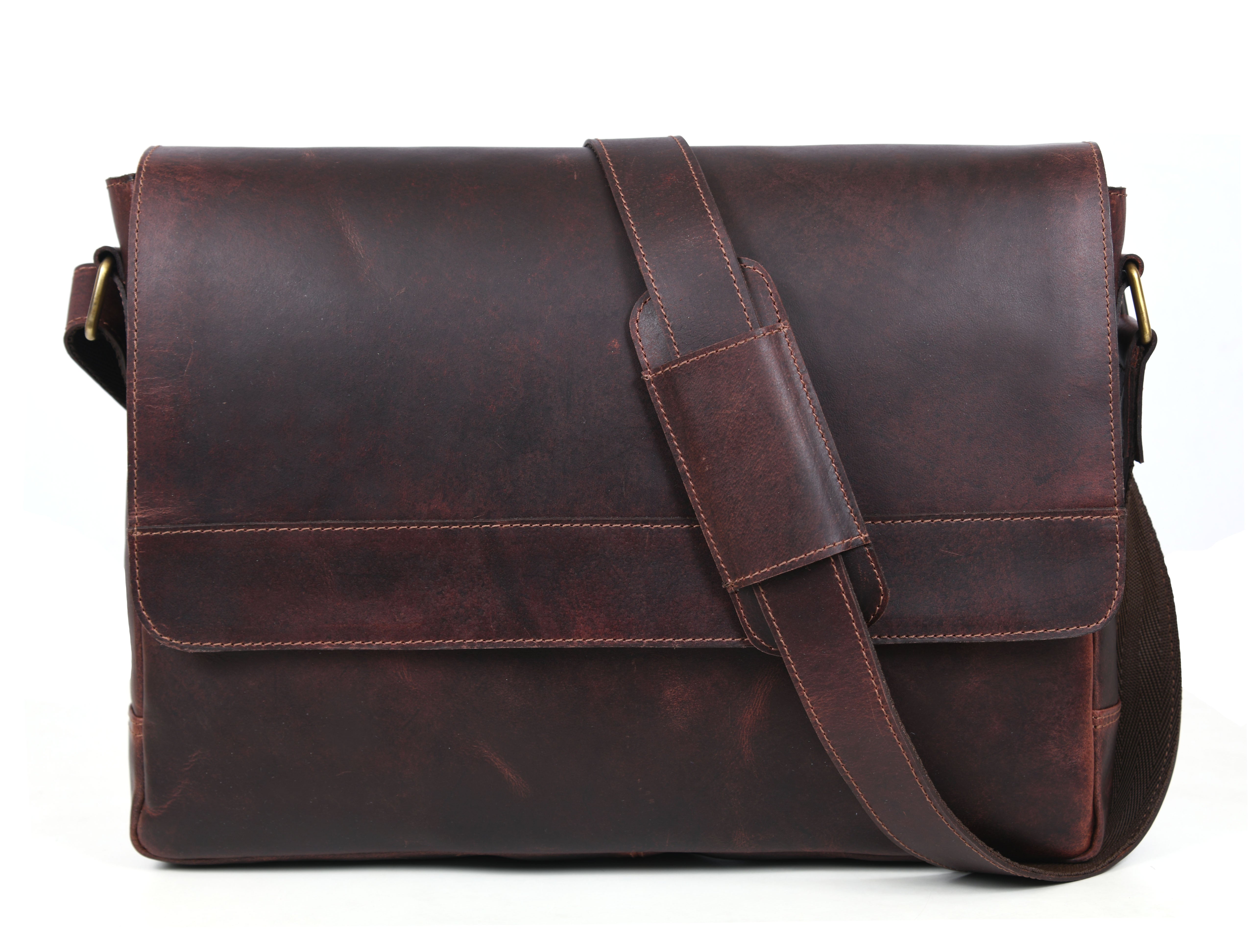 Natural leather hot sale messenger bag