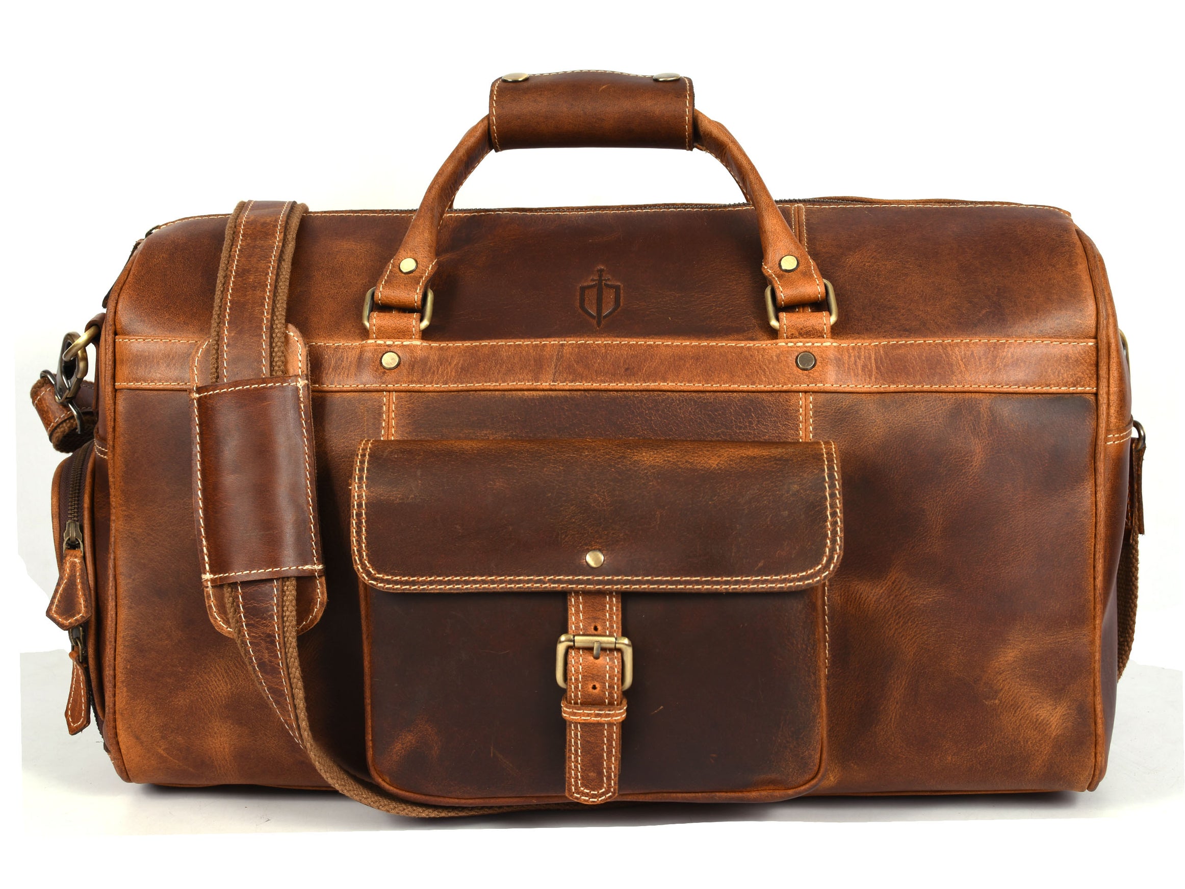 Souris Leather Travel Bag - Caramel Brown