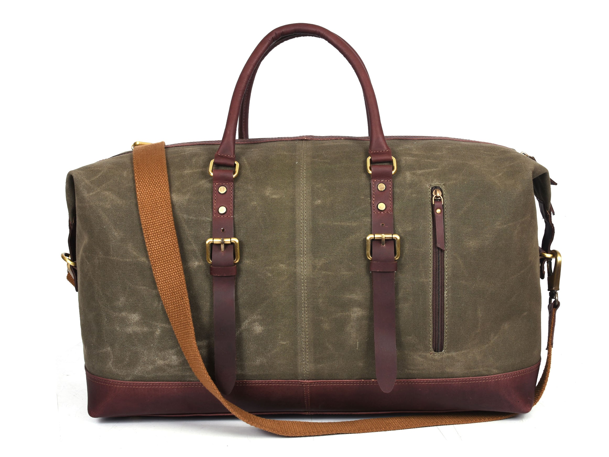 Tolredo Leather Canvas Duffel Bag - Green.